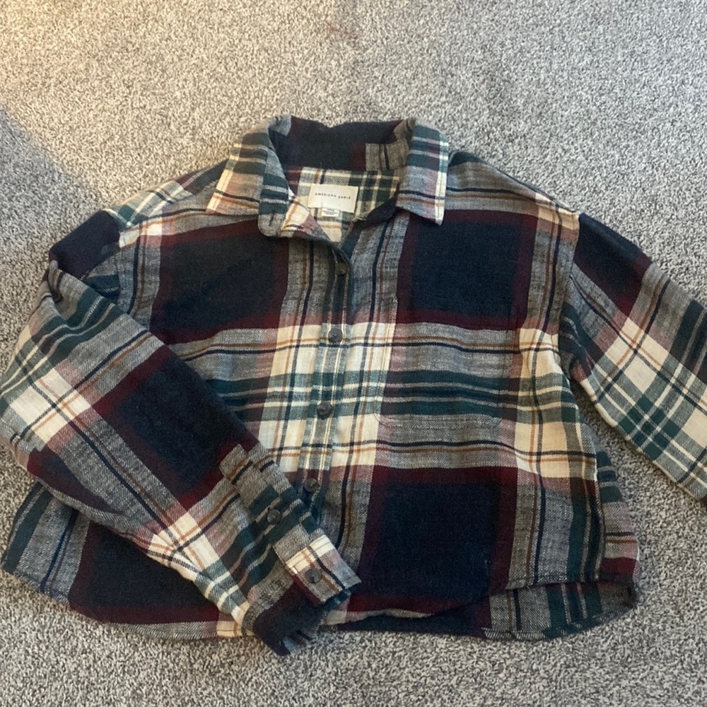 American Eagle Button Up Cropped Flannel - image 1